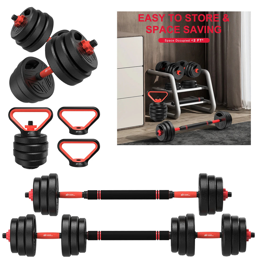 3-in-1 Adjustable Dumbbell & Barbell Set – 20kg or 26kg