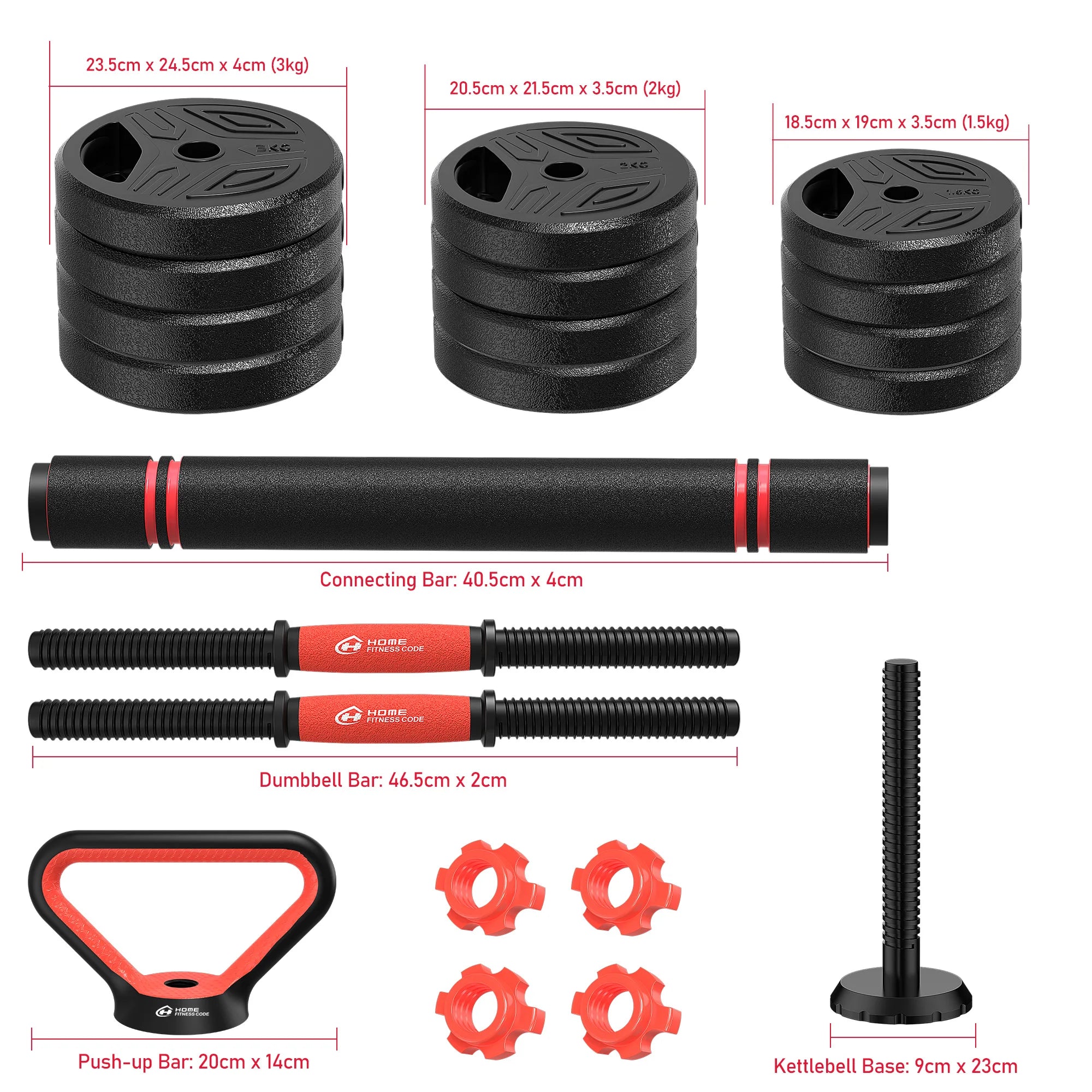 3-in-1 Adjustable Dumbbell & Barbell Set – 20kg or 26kg