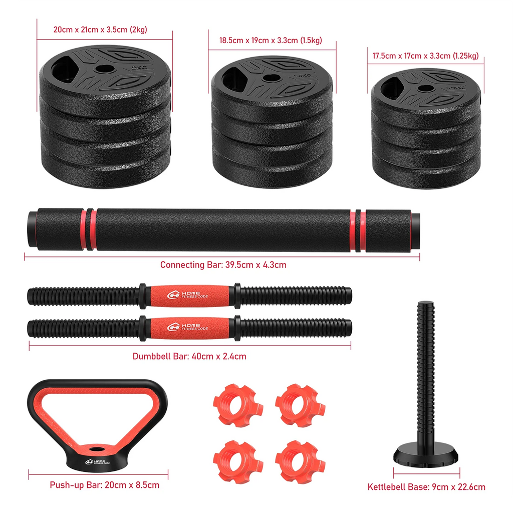 3-in-1 Adjustable Dumbbell & Barbell Set – 20kg or 26kg