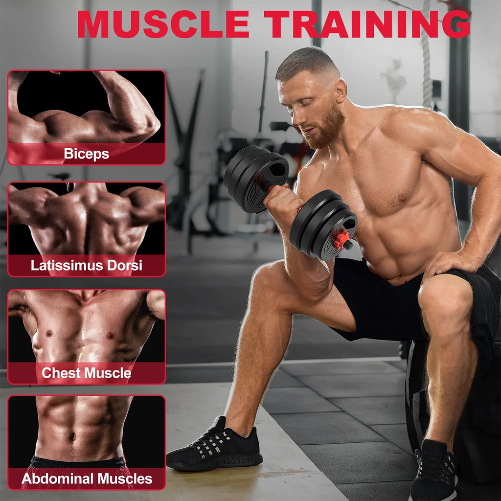 3-in-1 Adjustable Dumbbell & Barbell Set – 20kg or 26kg