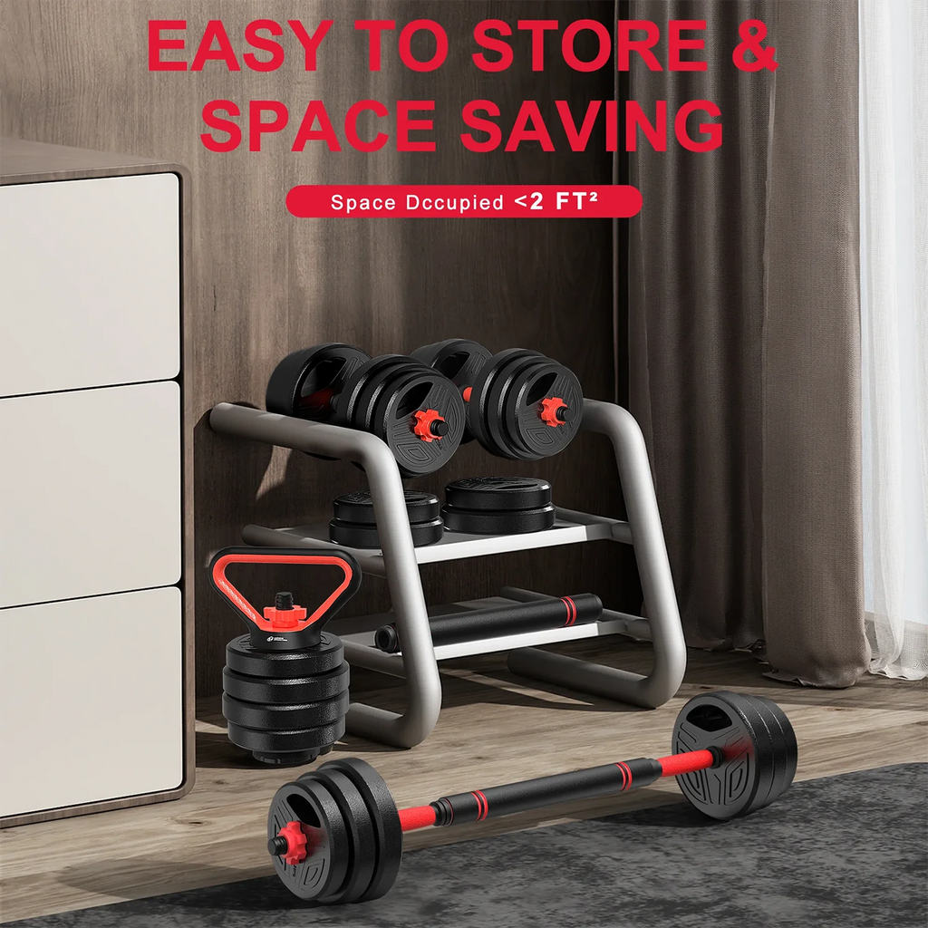 3-in-1 Adjustable Dumbbell & Barbell Set – 20kg or 26kg