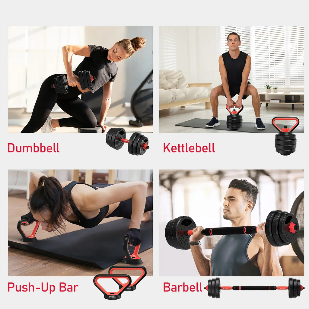 3-in-1 Adjustable Dumbbell & Barbell Set – 20kg or 26kg