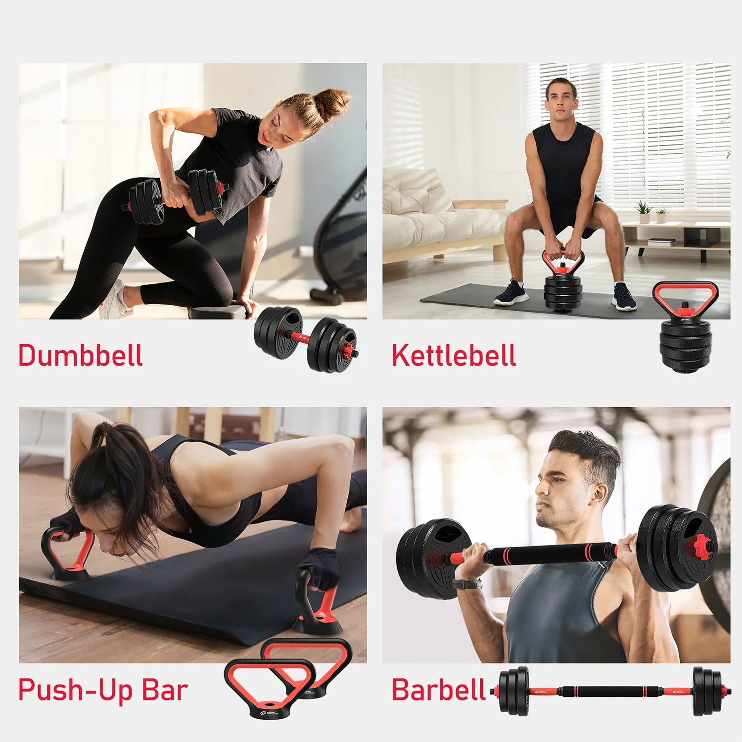 3-in-1 Adjustable Dumbbell & Barbell Set – 20kg or 26kg