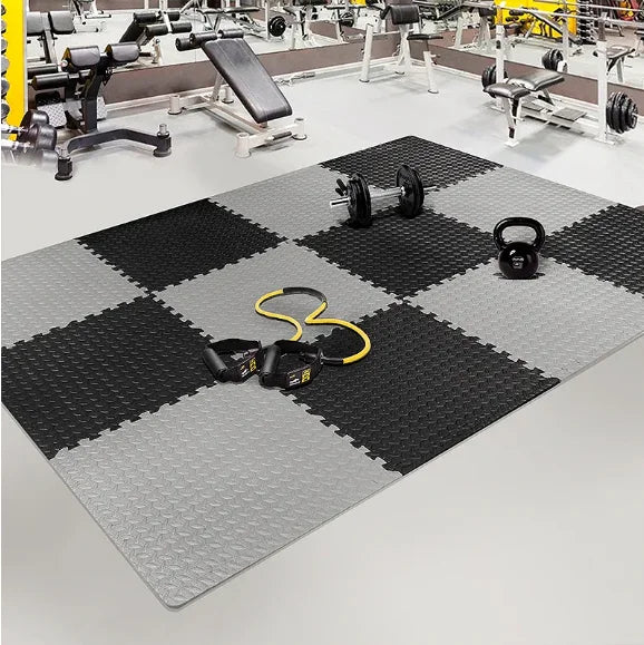 Interlocking Foam Floor Mats – 16 Piece Home Gym & Yoga Set
