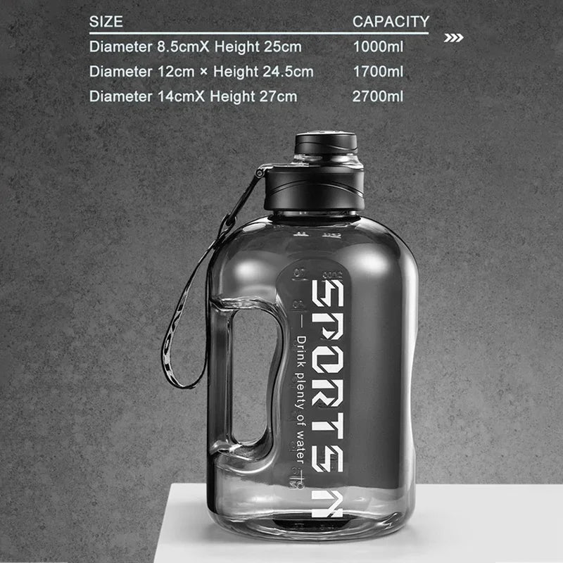 Large Capacity BPA-Free Sports Water Bottle – 1.7L or 2.7L